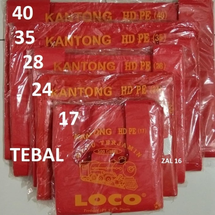 

BRG BARU kantong Plastik loco tebal warna merah uk 17,24,28,35