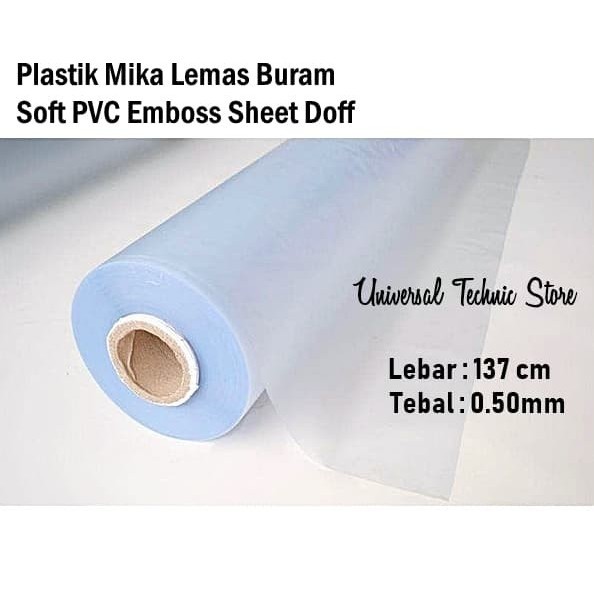 

SALE Plastik Mika Lentur PVC Buram Embos Lebar 137cm Tebal 0,50mm