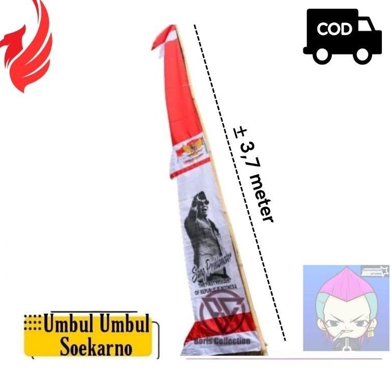 PROMOOO BENDERA UMBUL - UMBUL JUMBO (PREMIUM) SOEKARNO 3,7 METER 1 KODI 20 PCS | UMBUL- UMBUL 8 LAYE