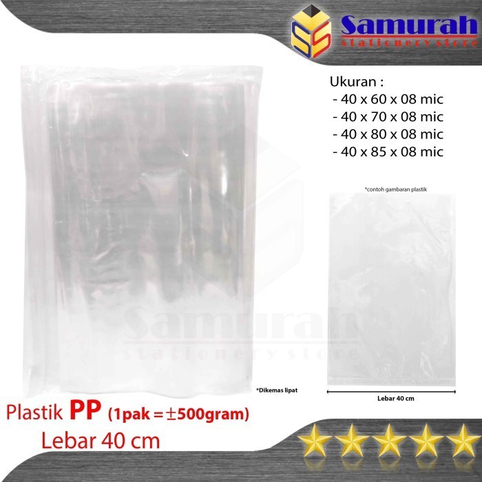 

TERMURAH Kantong Plastik PP Tebal Bening Lebar 40 x 60 - 70 - 80 - 85 cm x 08 Mic / Plastic