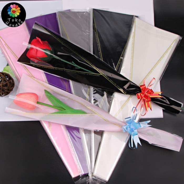 

DISKON 100pcs kantong bunga rose plastik bungkus bunga