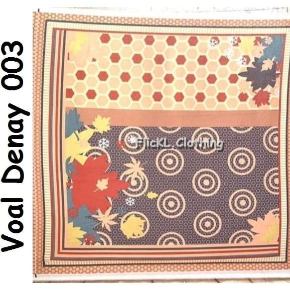 Bahan Kain Voal Denay Printing Kerudung Hijab Jilbab Muslim Rollan