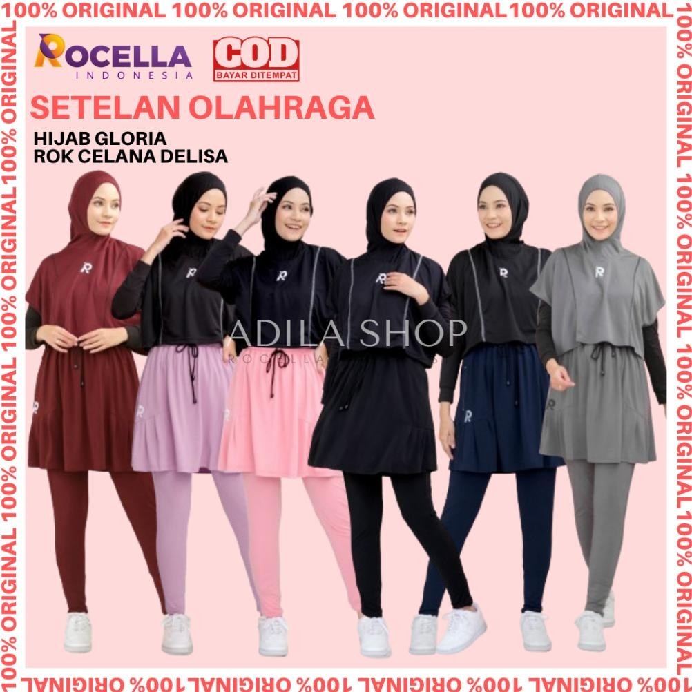 Promo Setelan Olahraga Hijab Gloria dan Rok Celana Delisa Rocella Rok Celana Olahraga Pakaian Olahra