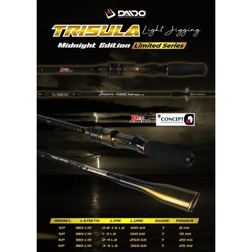 Rod Daido Trisula Jigging-Midnight Edition Pro Series 602 PE 1-3 PE2-4 .,