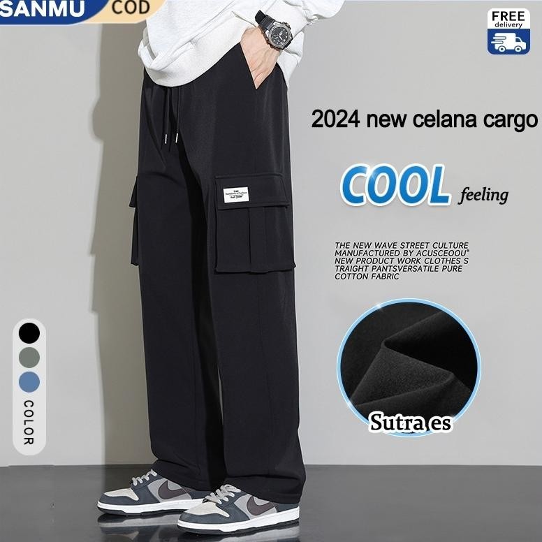 Celana Cardinal Panjang Pria Cargo Pria Longgar Outdoor Gunung Pria Pinggang Karet Oversize Cargo Pa