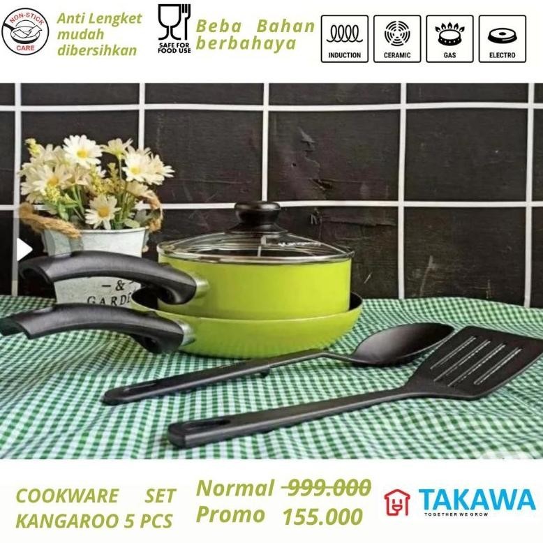 Murah Cookware Set 5 Pcs Takawa/Cookware Set Anti Lengket/Cookware Set Serbaguna