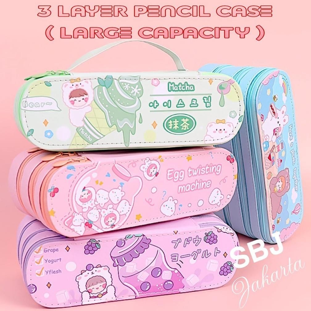 

SALE Tempat Pensil Kotak Pensil 3 Layer Korean Style Pensil Case SBJ-PC3L in-137