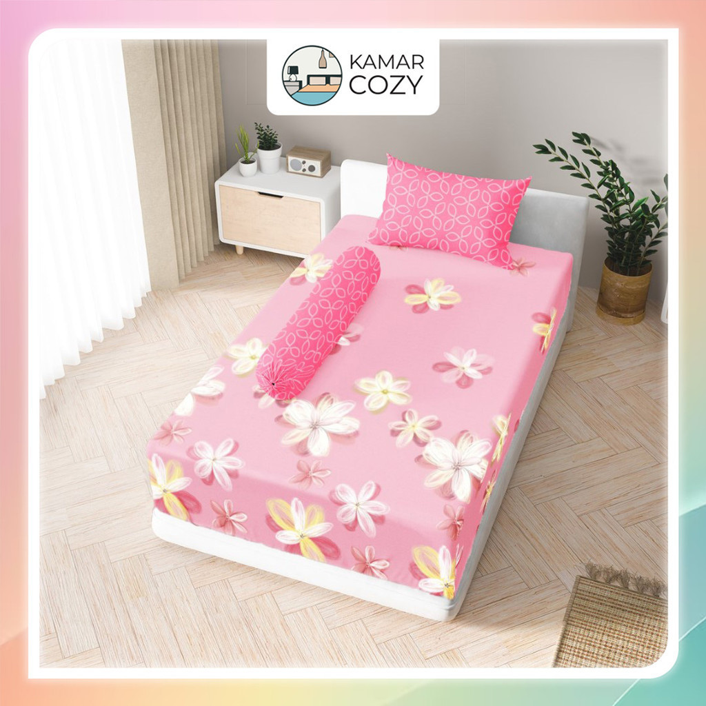 Sprei Kintakun Set Fitted Single 90x200 / 100x200 / 120x200 Carmelia Dluxe Aesthetic Tinggi 25 cm Es