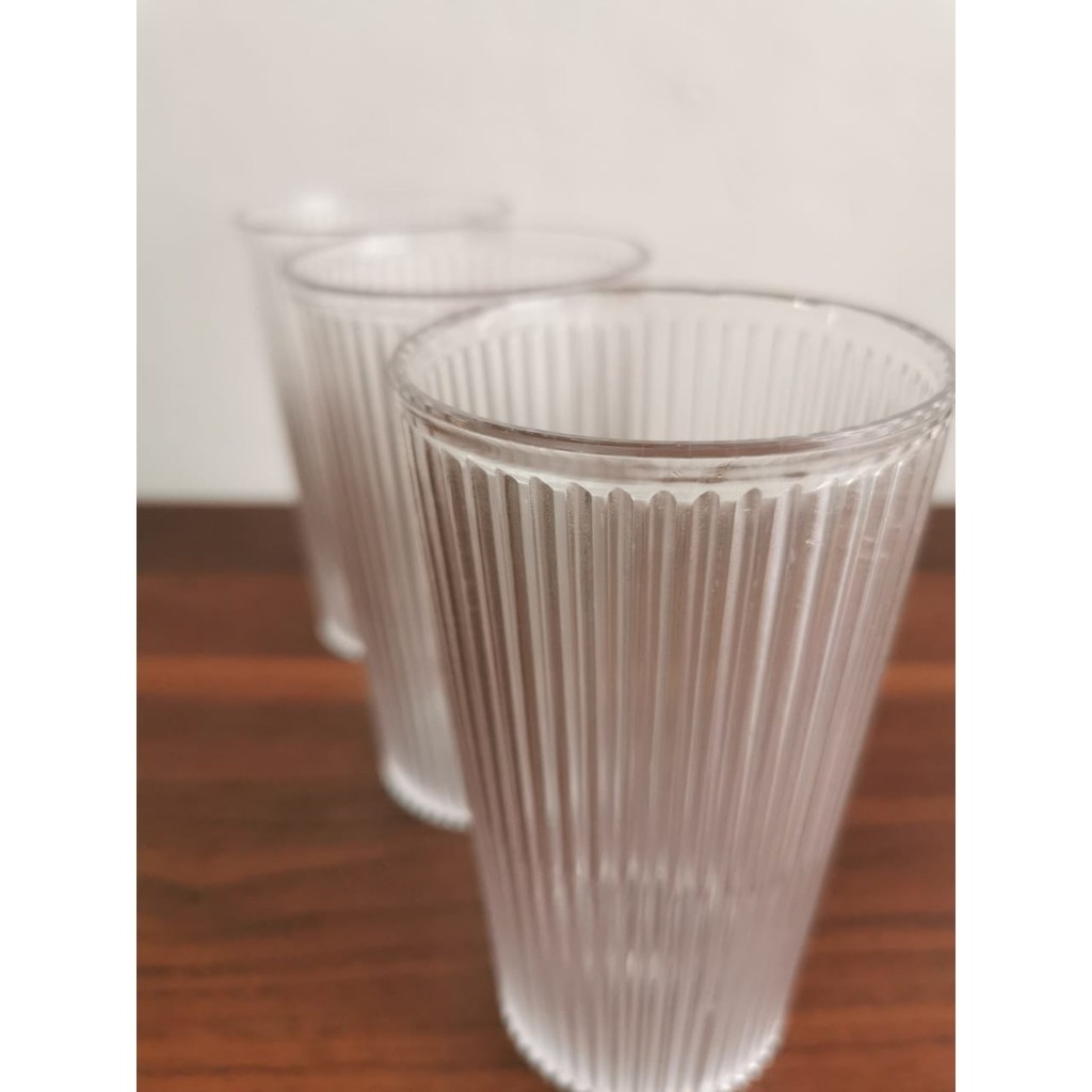 Harga Terbaru (Gratis Packing) - Gelas Glass Cangkir Cup Mug Plastik Plastic Garis Bening 350 Ml