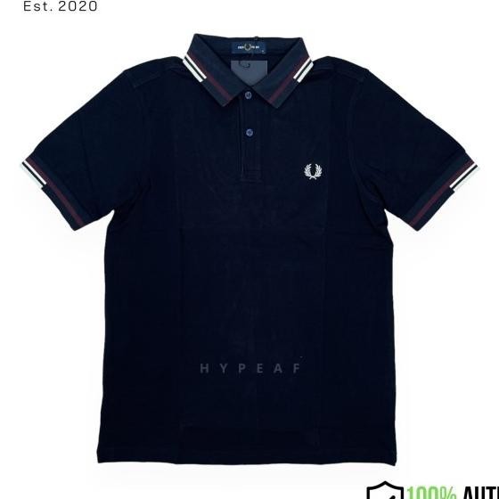 Fred Perry Navy Polo T-Shirt - White Logo