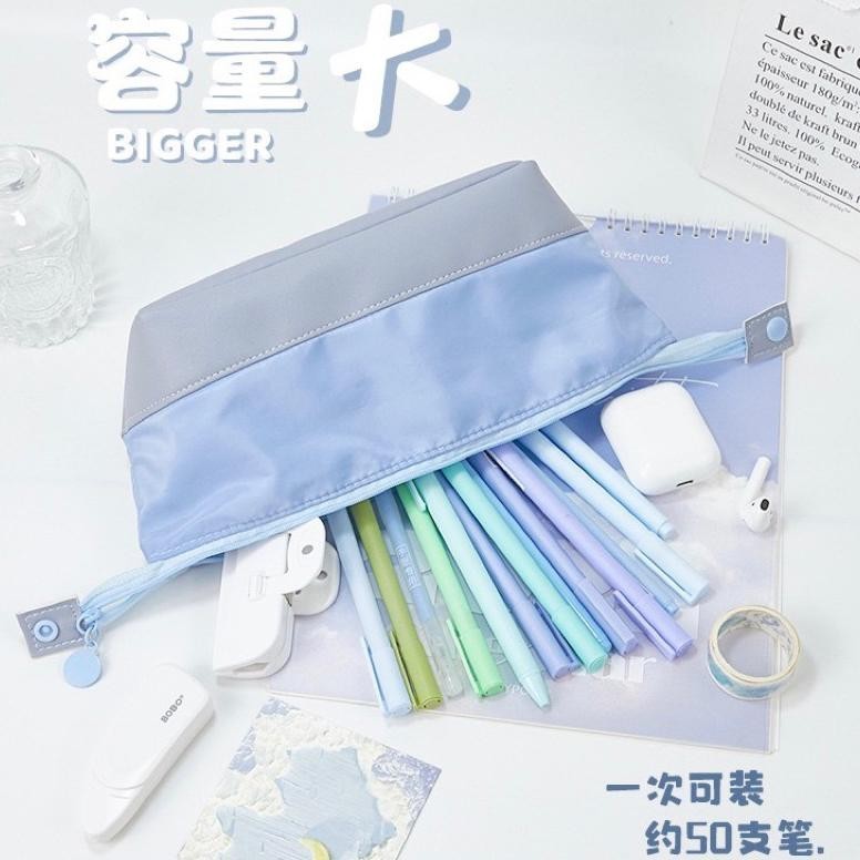 

Gjk-25 Kensho Kotak Pensil Sleting Bahan Satin Velvet Slim Warna Aesthetic Pastel Klip Handle / Pencil Case / Zipper Kekinian