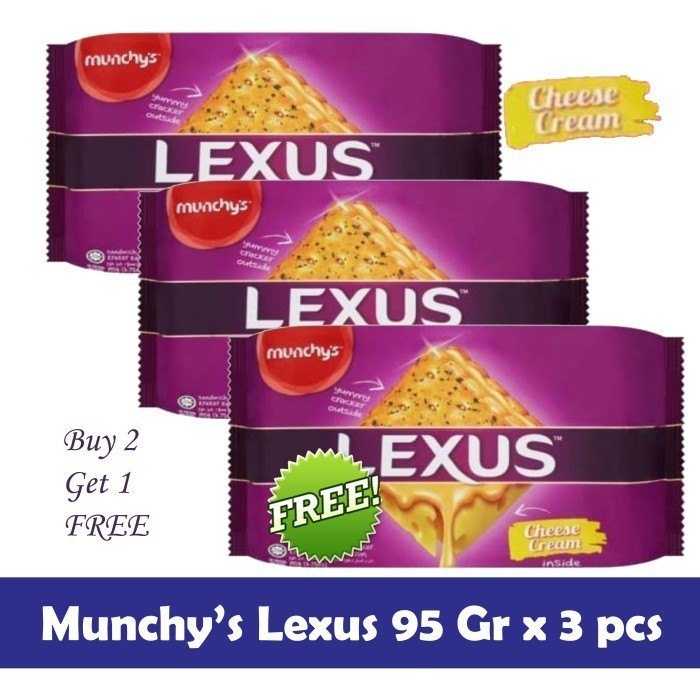 

MURAH 2+1 MUNCHY'S lexus sandwich biscuit 95 gr with choco, cheese ,vanilla