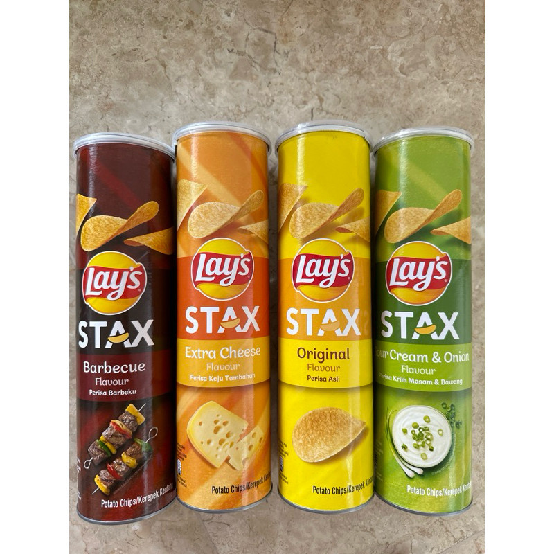 

[135g] Lays Stax / Extra Cheese / Sour Cream & Onion / Barbecue BBQ Lays