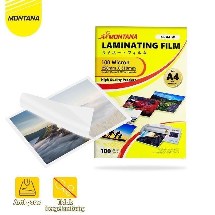 

Plastik Laminating A4 100 Micron Montana Laminating Film TL-A4W