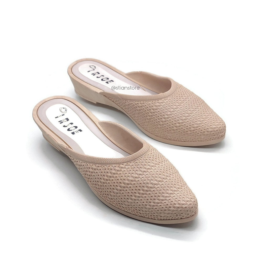 Flatshoes Kerja Nyaman // Sandal Selop Wanita Karet Jelly Mules Irsoe