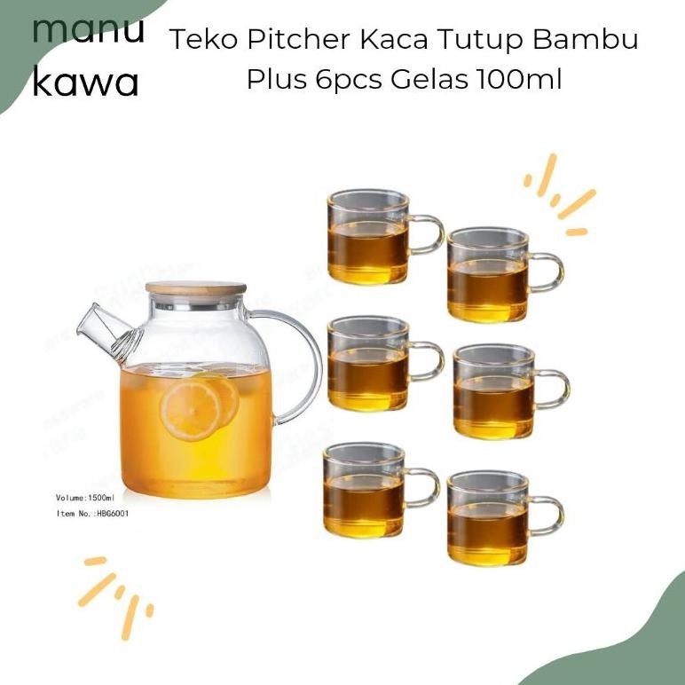 Mega Sale Teko Pitcher Kaca Aesthetic Teapot Teko Chinese Tea - Tahan Panas Tutup Bambu Minimalis T-