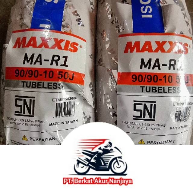 Maxxis MA-R1 90/90-10 Import Ban Motor Vespa Tubeless BONUS Pentil