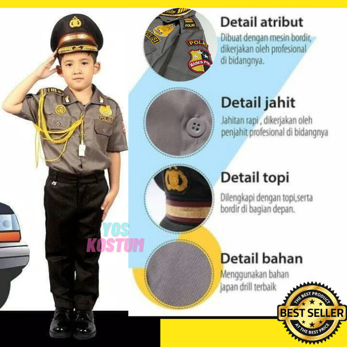 Seragam Profesi Anak Polisi Kostum Setelan Cowok Baju Kijang