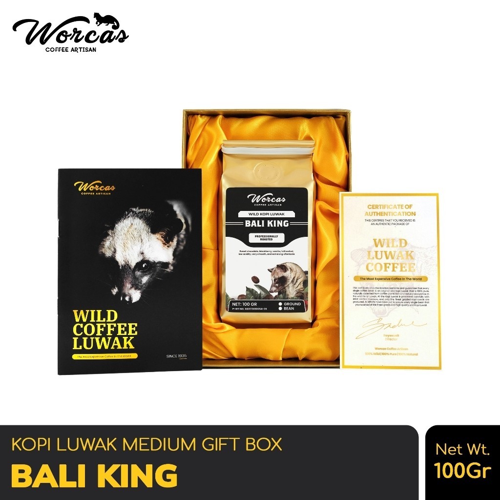 

WORCAS Kopi Luwak Liar Bali King 100gr - Medium Gift Box