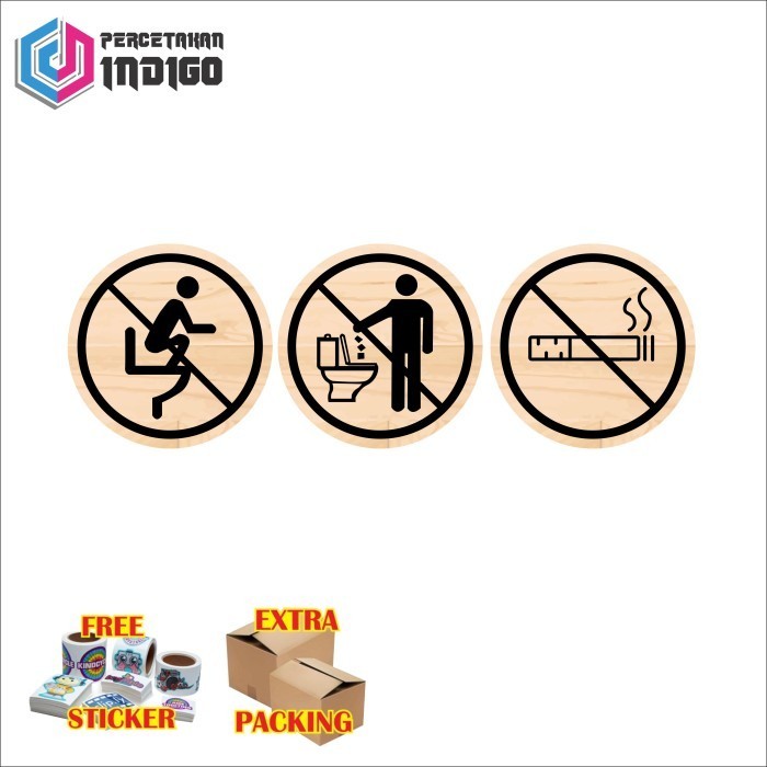 

Grosir papan tanda sign board bulat larangan di dalam toilet Keren