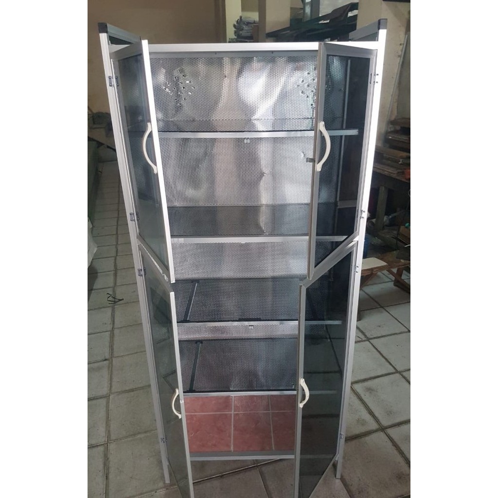 Ede Rak Piring Lemari Piring Aluminium Kaca 2 Pintu
