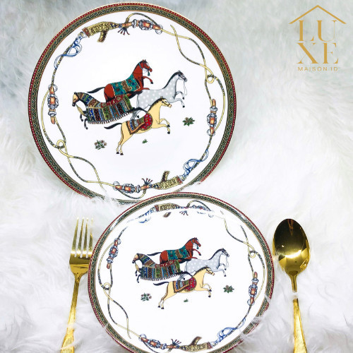 Ede Piring Hermes Keramik Plates Porcelain Modern Dinner Plate