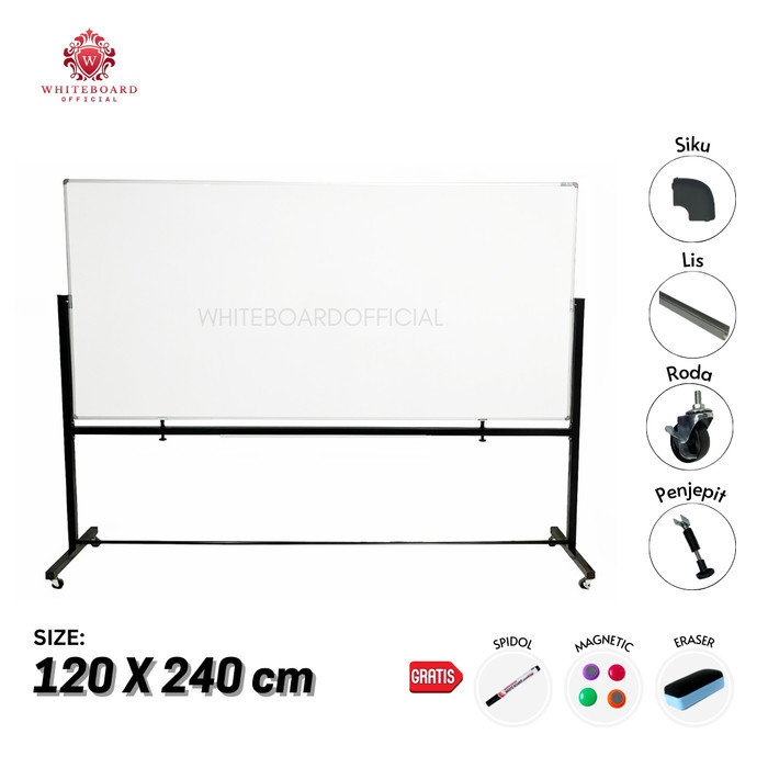 

Whiteboard Magnet Standing / Papan Tulis Standing 120 x 240cm / Sakana