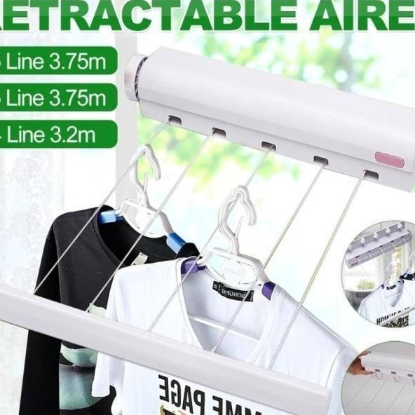 Tali Jemur Jemuran Gantungan Cucian Baju Pakaian 5 Tali Tarik Otomatis