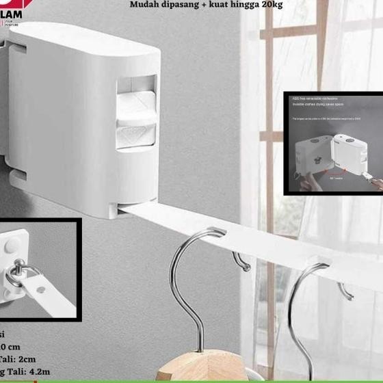 Jemuran Baju Praktis El Tempel Dinding Indoor El Tali Retractabl