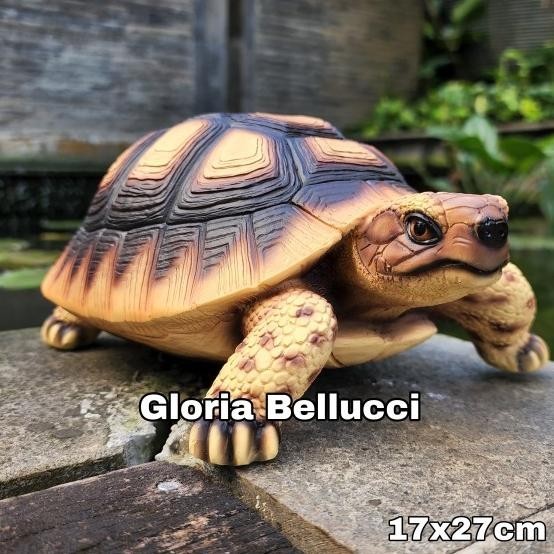 Patung Pajangan Kura2 Sulcata Tortoise Turtle Kura Kura Dekorasi Kolam