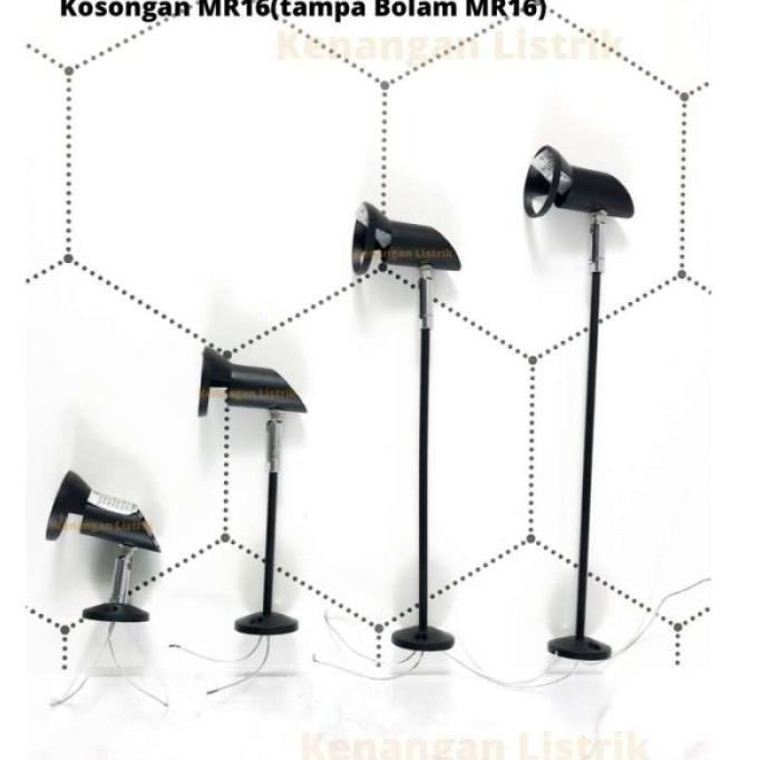 kap spotlight mr16 / fiting tangkai mr16 / kap lampu pameran sorot mr16 HITAM 3cm 10cm 20cm 30cm