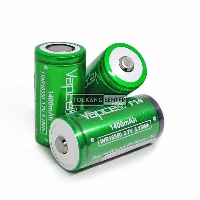 Baterai 18350 1400Mah High Capacity Vpcell F14 Senter Led Mini