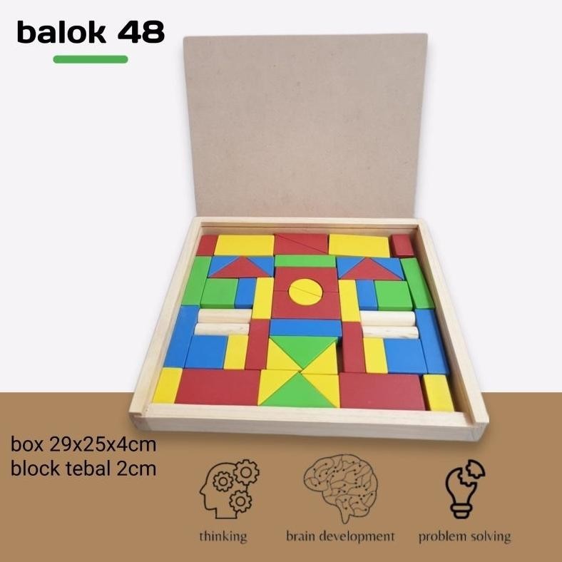 (DISKON) nafisah edutoys mainan edukasi edukatif BALOK 48 DENGAN TUTUP wooden city block  kayu susun