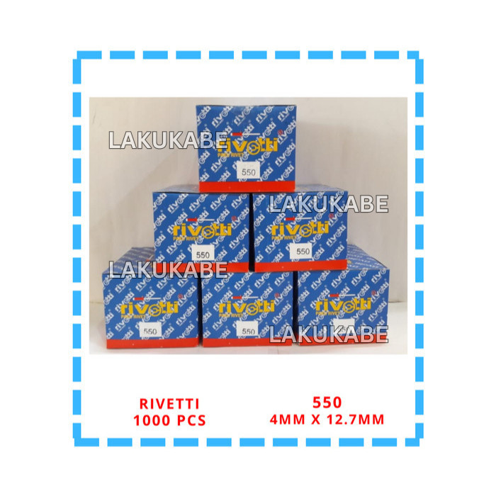Original 1 Kotak Paku Rivet Merk Rivetti 550 Ukuran 4Mm X 12.7Mm Isi 1000 Pcs
