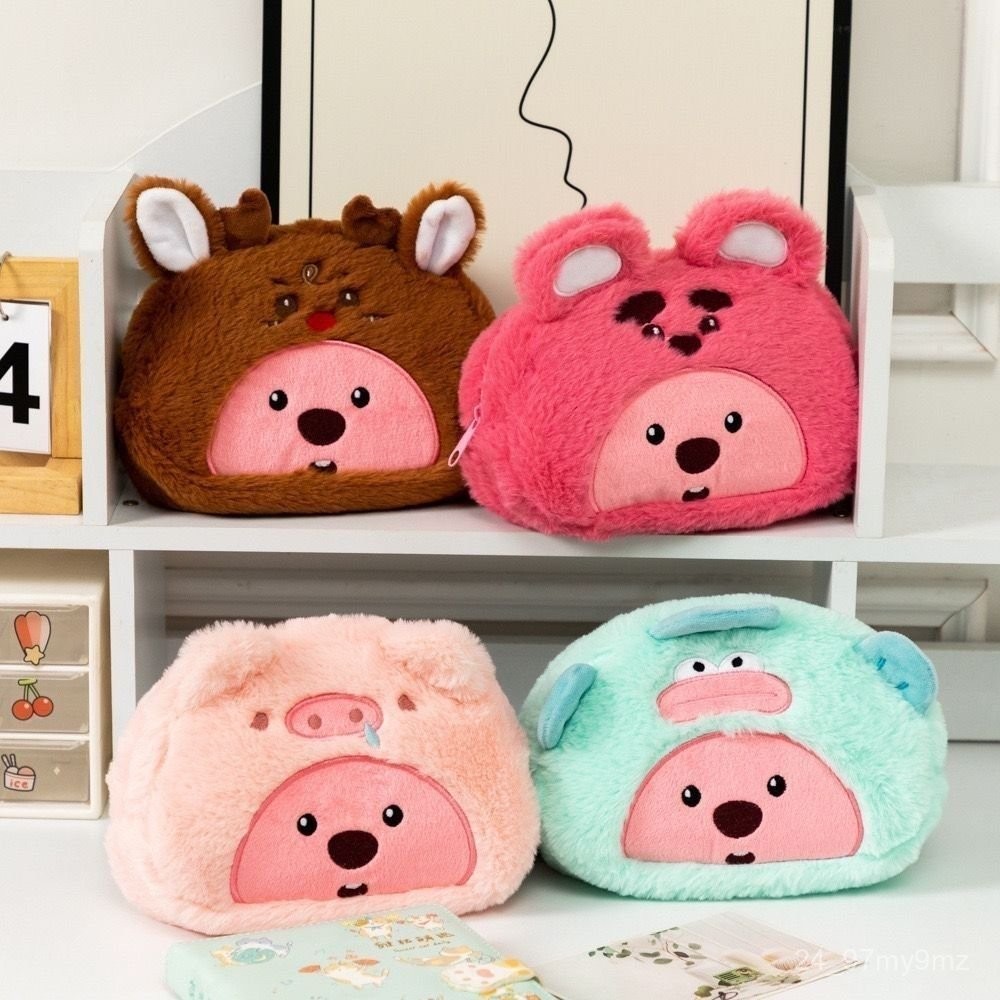 

New Plush Crossdressing BeaverloopyPencil Case Japanese Cute Cartoon Stationery Large Capacity Cosmetic Bag IIR4