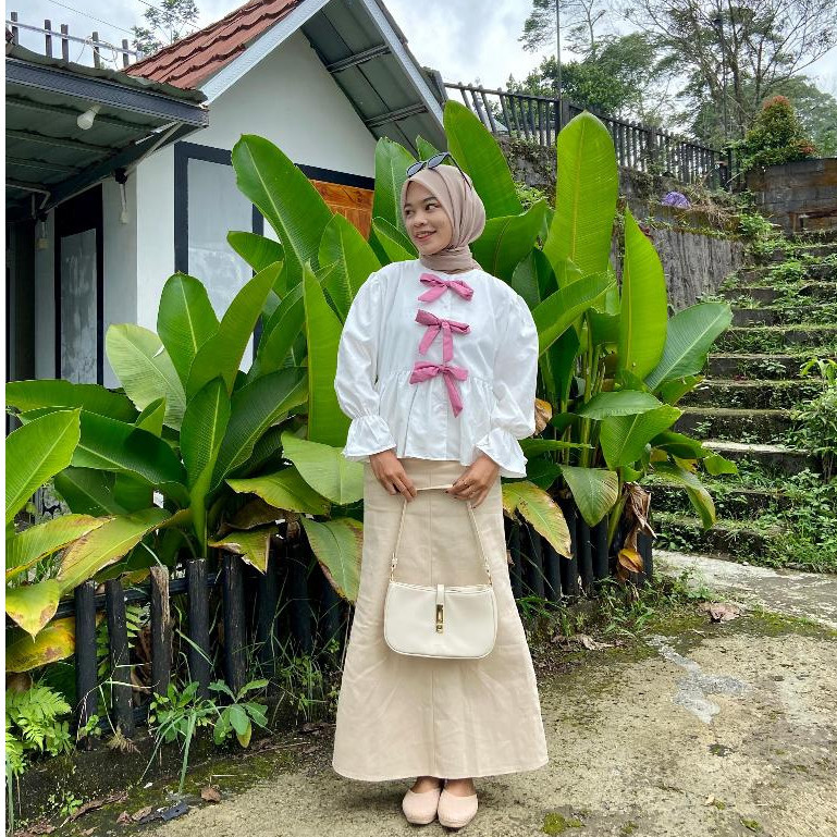 Kemeja Kekinian Blouse Lengan Panjang Baju Atasan Wanita Kekinian Bj Bloes Kerja Kantoran Bkouse Kmj