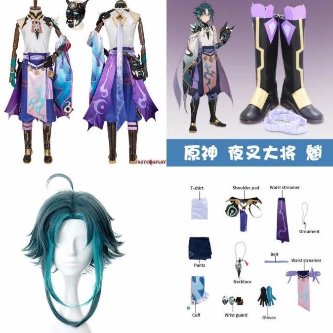 READY Xiao wig costume shoes genshin impact cosplay