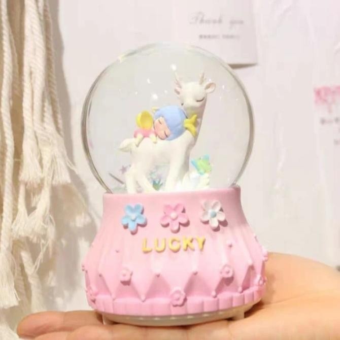 snowball / kotak musik / bola kristal / bola kaca unicorn pelangi