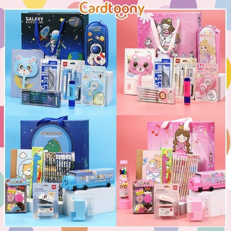 

wd-54 Paket Alat Tulis Kiloan Pulpen Stiker Memo Tempel Penghapus Pensil Buku Penggaris Rautan Stationery Gunting Stapler Stationery Set Sale