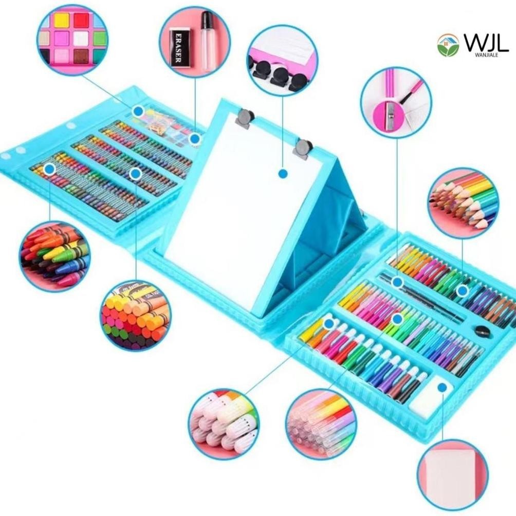 

Terlaris! WANJIALE PALING LENGKAP Crayon Anak Pengasah 208pcs Set Alat Menggambar Melukis Anak-anak Crayon Cat Air Pensil Alat Lukis Set Sale