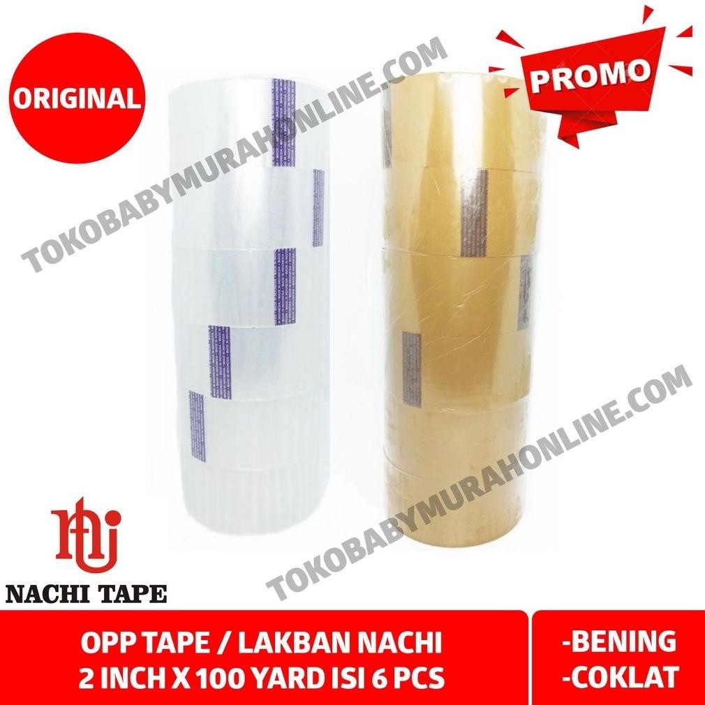 

er-90 (SLOP ) Lakban Nachi Bening Isi 6 / Opp Nachi 2 inchi / Lakban Nachi Coklat 2 inch isi 6 Terlaris