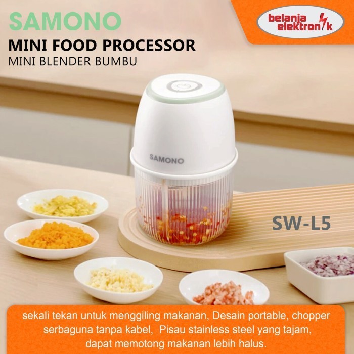 Samono Mini Food Processor Sw-L5 Choper Mini Blender Bumbu Charge