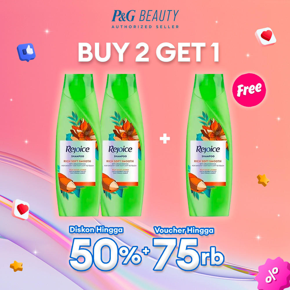 Rejoice Shampoo Rich Halus Lembut 340ml - Paket Isi 3 [P&G]