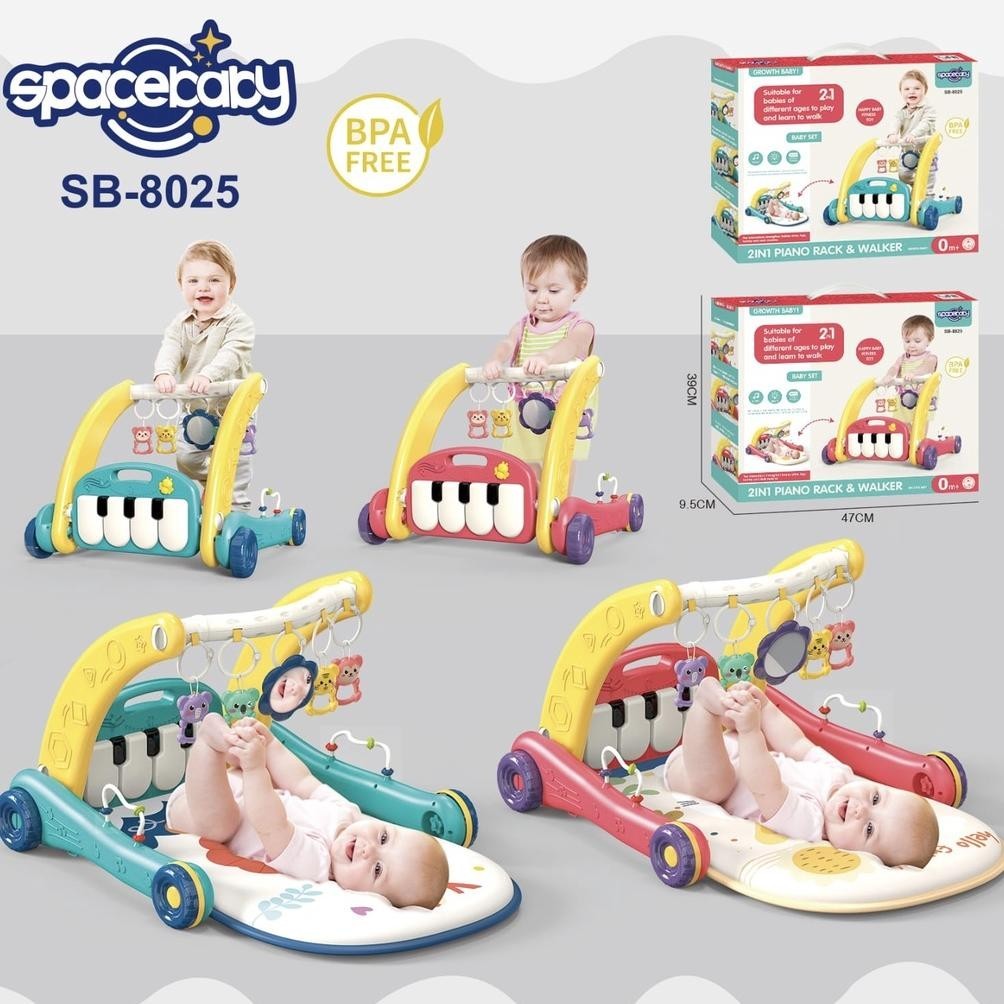 DISKON BULANAN  2 in 1 Piano Playmat & Push Walker Spacebaby SB 8025 SB-8025 SB8025 Matras Playmate 