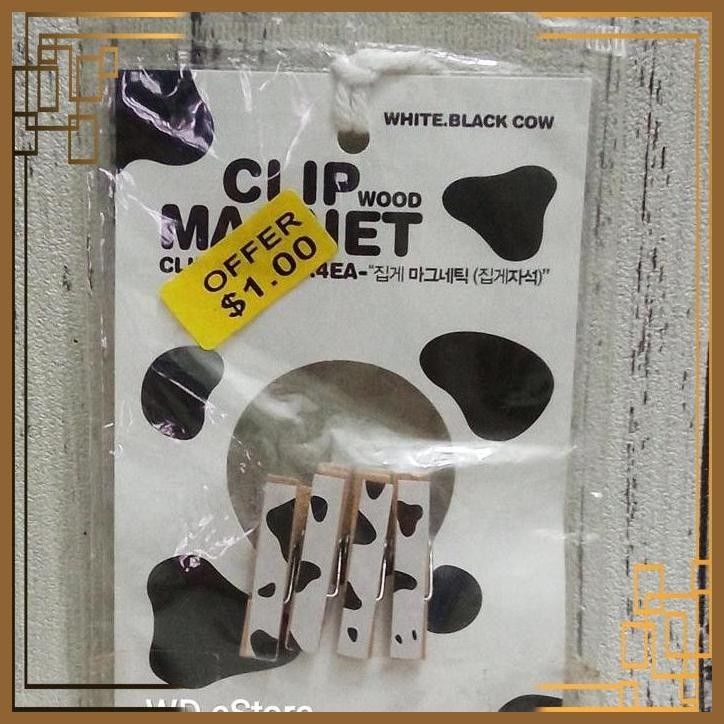 

[WDE] JAPAN WOODEN PAPER CLIP, BLACK AND WHITE COW
