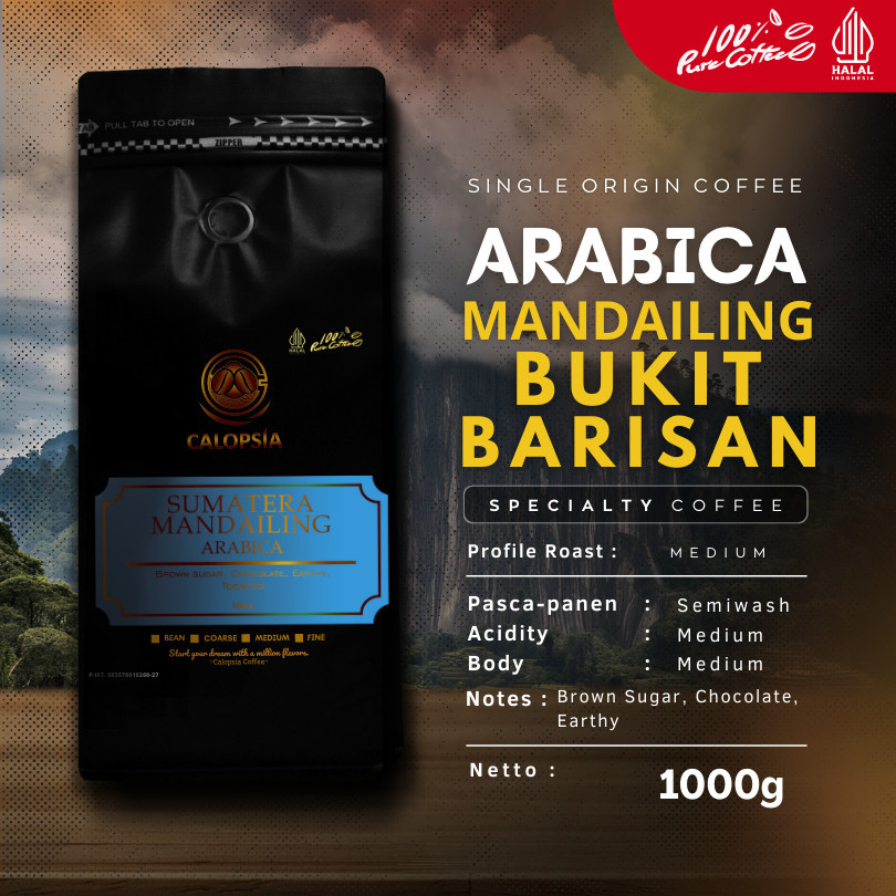 

CALOPSIA Kopi Sumatera Mandailing Arabica Single Origin 1 Kg (Specialty Grade 1) | Kopi Arabika