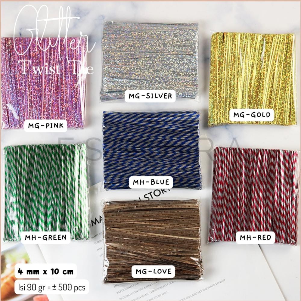 

Glitter Twist Ties / Kawat Pengikat Kemasan / 500 Pcs
