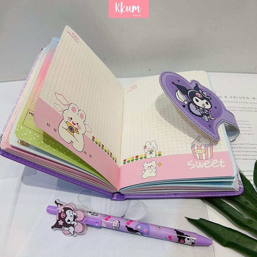 

fx-45 2 in 1 Gift set notebook sanrio magnet/ Buku tulis cute kuromi cinnamorol Termurah