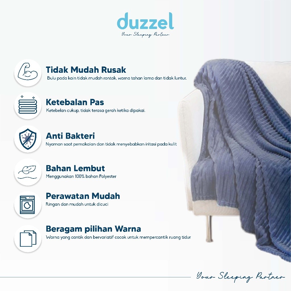 Duzzel Selimut Bulu Dewasa Polos Basic 150x200