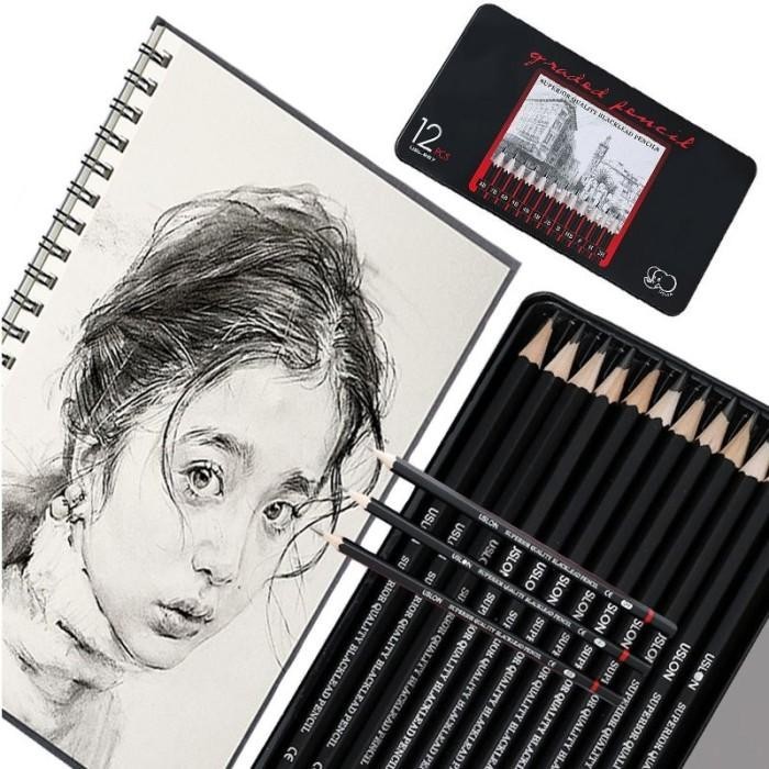 

Azalia Promo Paket Lengkap Set Pencil Pensil Alat Gambar Lukis Sketsa Drawing 12Pcs Original